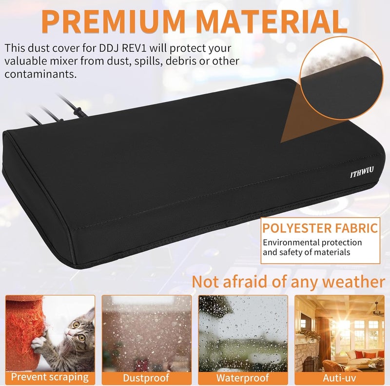 ITHWIU Mixer Protective Cover for DDJ REV1 Dustproof & Waterproof Cover 20.7" L X 10" W X 2.3" H, Black - Image 4